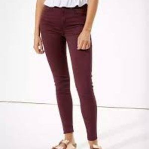 American Eagle High Rising Jeggings Burgundy Denim Size 12 Regular/Standard